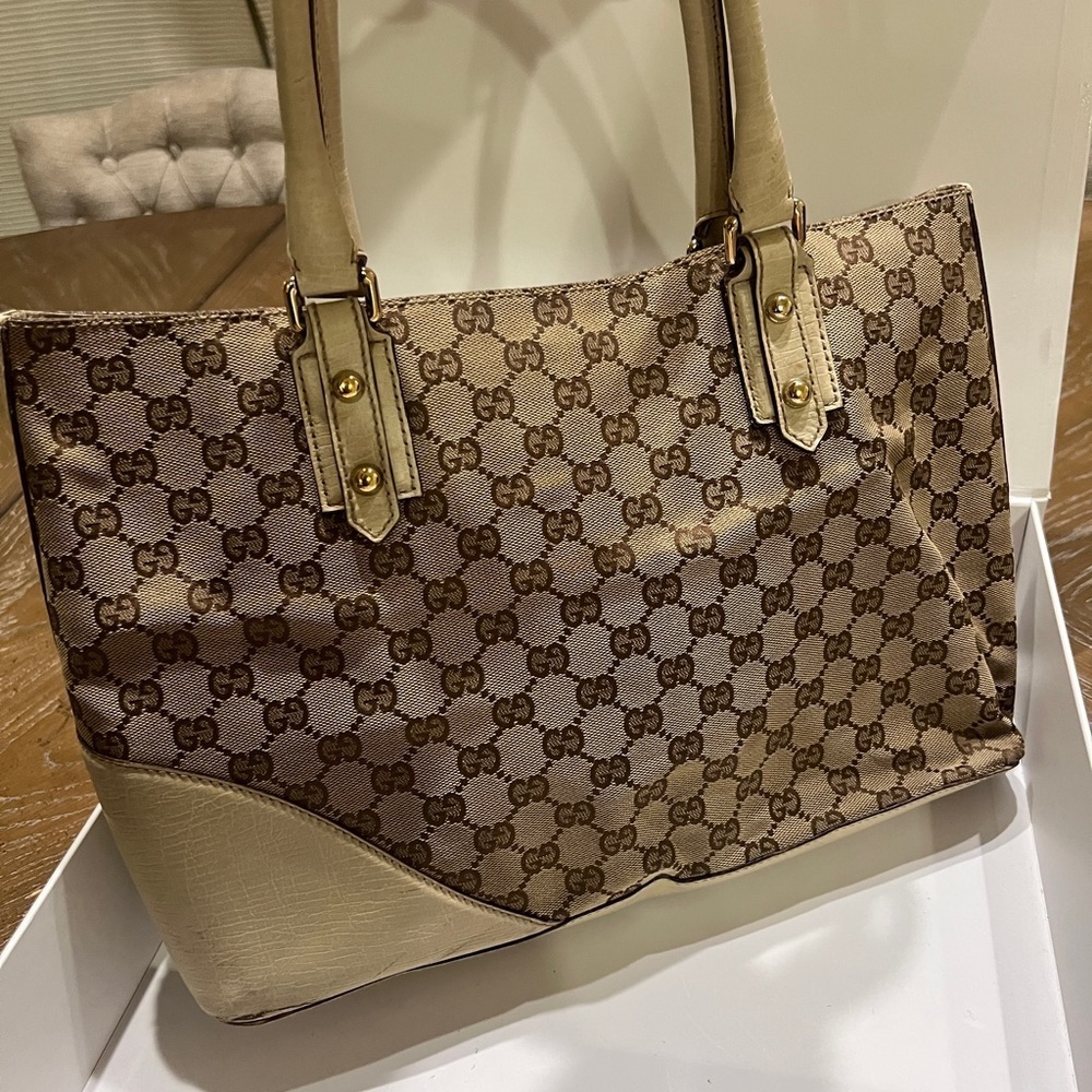 🌟Vintage Gucci Hasler Web Tote Monogram🌟 - Picture 2 of 12
